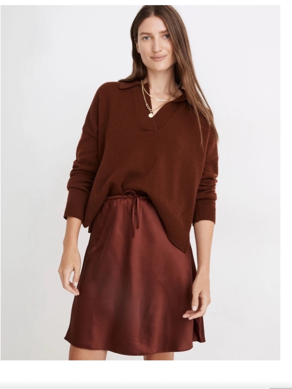 Madewell Satin- brown skirt
